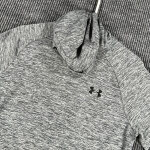 Under Armour Shirt Womens Small Gray Long Sleeve Hooded Heat Gear Loose Fit
